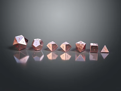 Elegant Luxury Modern Decorative Ornament Set With Rose Gold Metal Geometric Shapes For Home Tabletop Decoration 3d model