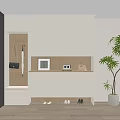 Modern Shoe Cabinet Home Cabinet Multi-functional Shoe Changing Stool Green Planting 3d model