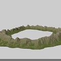 Stunning Natural Circular Mountain Crater Scenery With Rolling Rocky Peaks And Lush Surrounding Green Vegetation