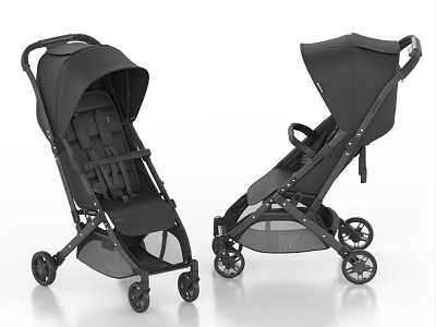 Black Baby Stroller Modern Lightweight Foldable Compact Design For Travel And Daily Use 3d model