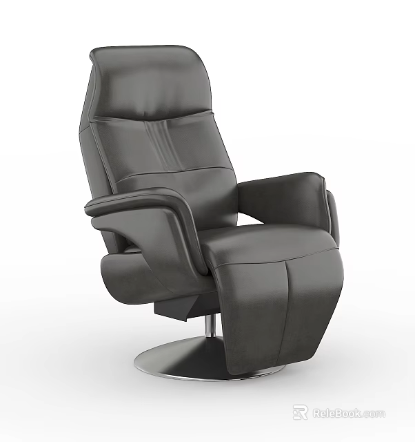 Modern Leather Massage Chair With Adjustable Backrest Armrests And Metal Base 3d model 