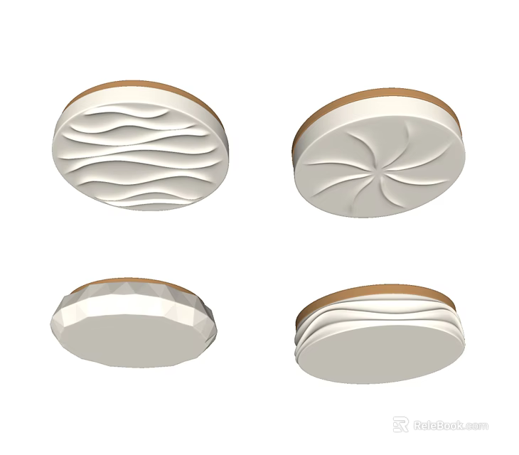 Stylish Ceiling Lights Featuring Four Unique Designs With Wavy Radial And Layered Patterns 3d model