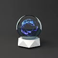 Activation Device Crystal Ball With Blue Light Effects And Energy Flow On White Geometric Base