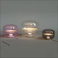 Modern Glass Table Lamps In Pink Clear And Gray With Illuminated Base And Cords