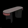 Modern Dressing Table With Curved Top Black Frame And Red Accent Panels 3d model