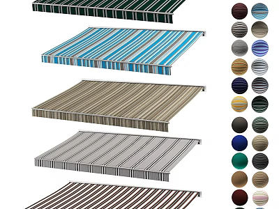 Colorful Striped Awnings with Various Patterns and Diverse Color Design Options 3d model