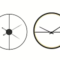 Two Stylish Wall Clocks With Simple Design Black Frame And Yellow Dial