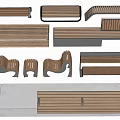 Various Wooden Bench Designs With Modern Styles And Different Structures 3d model