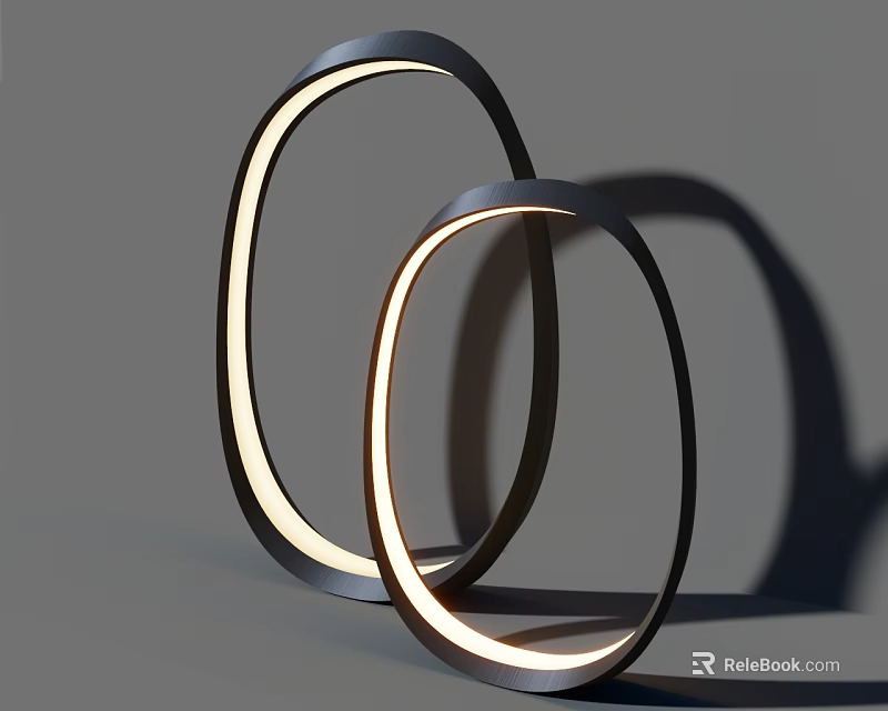 Modern Ring Shaped Table Lamps with Illuminated LED Light for Contemporary Interior 3d model 