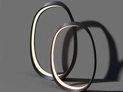 Modern Ring Shaped Table Lamps with Illuminated LED Light for Contemporary Interior 3d model