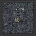 Cartoon Scene With Ruined Buildings Sandbags Toy Soldier And Colorful Candies