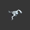 White Cartoon Style 3D Character With Blue Eyes Long Arms Long Legs And Dynamic Pose