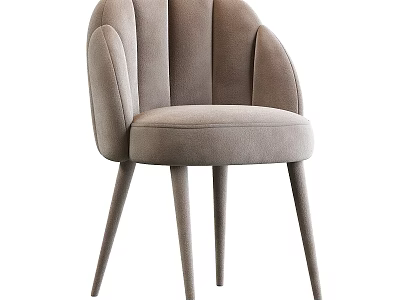 Elegant Velvet Chair With Curved Back And Slim Wooden Legs Design 3d model