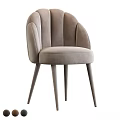 Elegant Velvet Chair With Curved Back And Slim Wooden Legs Design