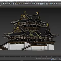 Traditional Chinese Ancient Architecture With Multi Tiered Gold Black Roof And Ornate Eaves