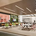 Modern Public Office Space With Open Layout Desks Ergonomic Chairs Green Plants And Ceiling Lighting