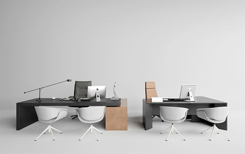 Modern Office Chair Simple Desk 3d model