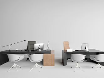 Modern Office Chair Simple Desk 3d model