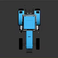 Blue Agricultural Tractor With Enclosed Cab Large Black Wheels And Exterior Design