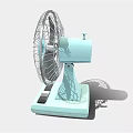 Modern Air Conditioner Fan With Light Blue Base And Metal Grille