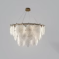 Elegant White Feather Shaped Chandelier with Wooden Frame for Home Decor