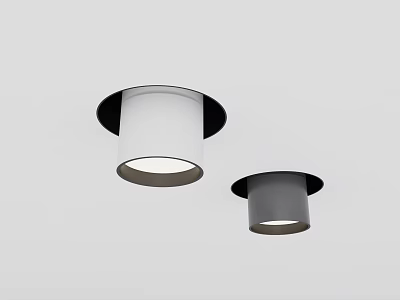 Modern Minimalist White And Black Downlights And Spotlights Ceiling Mounted Illuminated Fixtures 3d model