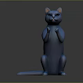 Stylized Blue Cat Game and Movie Character Standing with Paws Gesture