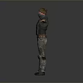 Game And Movie Tactical Character With Green Vest Mask Orange Arm Guards And Camouflage Pants