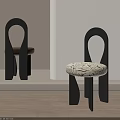 Modern Dining Chairs Featuring Curved Backrest Metal Legs And Patterned Seat In Minimalist Interior