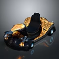 Leopard Print Go Kart Design With Black Seat And Golden Accents Details