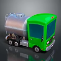 Functional Green Tanker Truck With Silver Storage Tank And Cab Structure Design 3d model