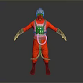 Red Pilot Suit With Helmet Blue White Accents Chest Logo And Straps