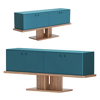 Modern Teal Entryway Side Cabinet With Wooden Legs And Minimalist Storage Design 3d model