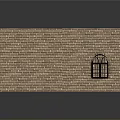 Vintage Room Interior With Brick Walls Wooden Door Arched Window And Checkered Floor