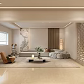 Soft Beige Modern Living Room With Comfortable Sectional Sofa And Elegant Minimalist Home Decor