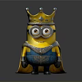 Cute Minion Character Wearing Golden Crown And Blue Armor With Cape