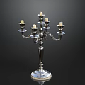 Elegant Silver Candelabra With Multiple Candles And Classic Metal Base