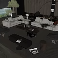 Modern Living Room Sectional Sofa Coffee Table Set With Pillows Floor Lamp And Area Rug