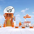 Orange-themed Tomato Spicy Hot Pot Photo Check-in Spot With Decorations And Seats