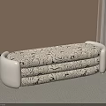 Elegant Modern Storage Shoe Bench With Patterned Seat In Beige Indoor Entryway 3d model