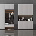 Modern Entryway Side Cabinet Interior Design With Storage Shelves Lighting And Decor 3d model