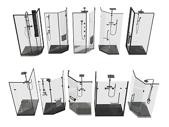 Shower Room Shower Partition Shower Glass Door Bathroom Hardware Shower Room Bathroom Dry and Wet Separation 3d model