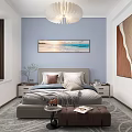 Modern Living Dining Room with Beige Sofa Coffee Table Crystal Chandelier and Marble TV Wall
