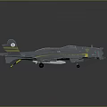 Modern Gray Fighter Jet Model With Yellow Stripes And Detailed Design