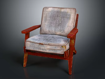 Classic Style Chair Featuring Wooden Arms Legs And Gray Fabric Upholstered Seat Backrest 3d model