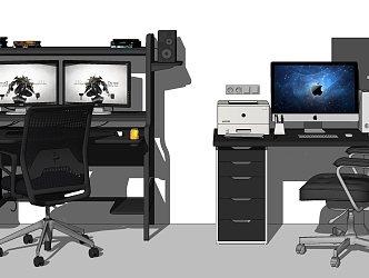 Modern computer desk and chair home computer desk and chair combination 3d model