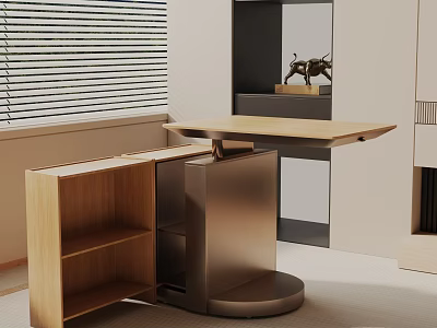 Modern Stylish Side Table With Wooden Shelves And Metal Base For Living Space 3d model