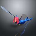 Pink Haired Game Movie Character With Blue Outfit Wings Flying And Holding Sword