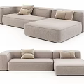 Modern Light Gray Sectional Sofa With Cushions And Spacious Seating Design 3d model