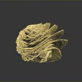 Golden Layered Metal Sculpture With Petal Like Design And Artistic Texture